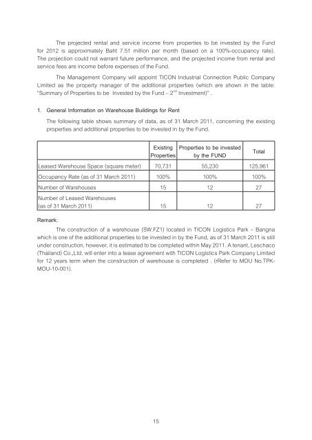 TPARK LOGISTICS PROPERTY FUND (TLOGIS)