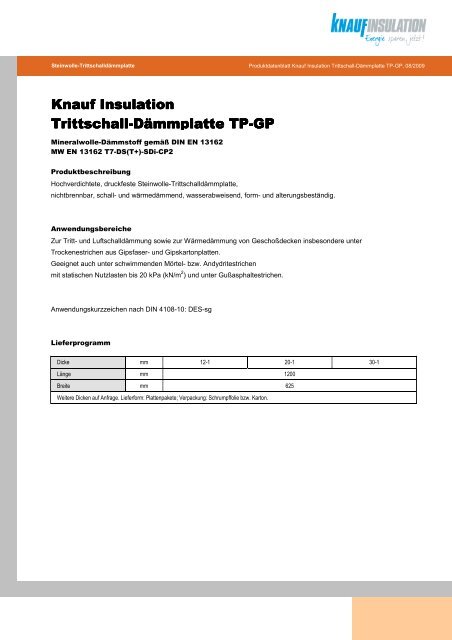 Knauf Insulation Trittschall-Dämmplatte TP-GP