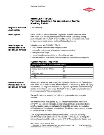 RHOPLEX TP-257 - The Dow Chemical Company