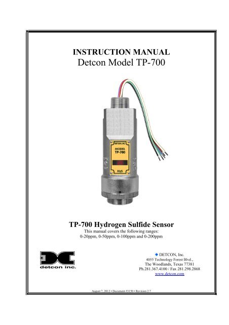 Tp 700 Instruction Manual Detcon