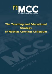The Teaching and Educational Strategy of Mathias Corvinus Collegium