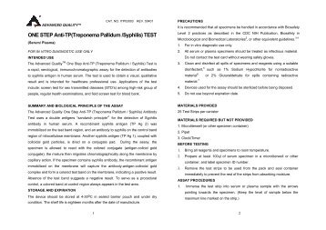 ONE STEP Anti-TP(Treponema Pallidum /Syphilis) TEST - InTec