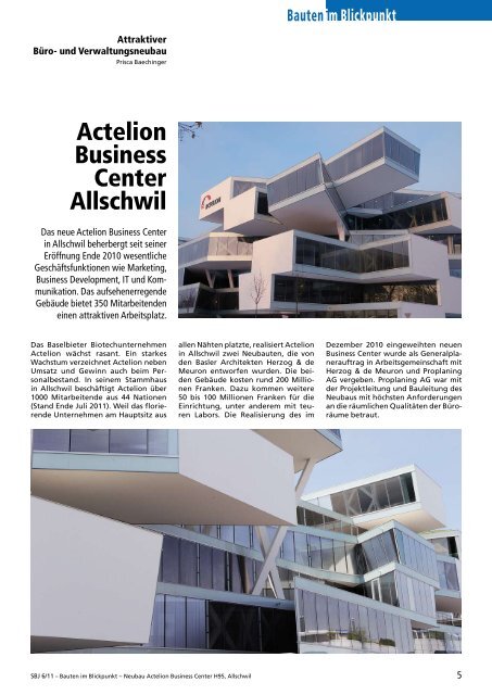 Actelion Business Center Allschwil - Robe Verlag AG