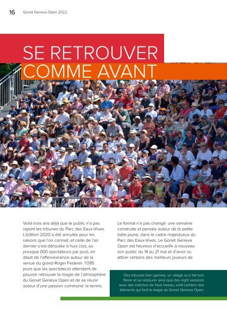 Gonet Geneva Open 2022 - Le programme officiel