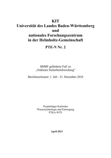 KIT Universität des Landes Baden-Württemberg und ... - PTKA - KIT
