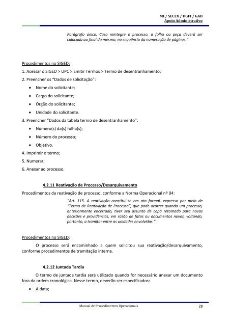 Manual de Procedimentos Operacionais - Apoio Administrativo