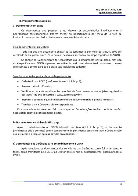 Manual de Procedimentos Operacionais - Apoio Administrativo