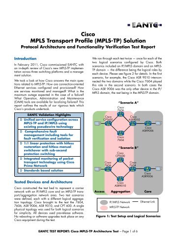 Cisco MPLS Transport Profile (MPLS-TP) Solution - eantc
