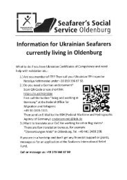 Information for Ukrainian Seafarers currently living in Oldenburg