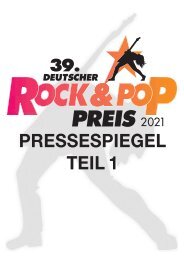 39. Deutscher Rock & Pop Preis 2021 – Pressedokumentation Teil1
