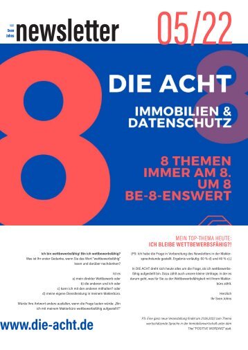 2022-05  |  DIE ACHT  |  Der Newsletter für Immobilien & Datenschutz