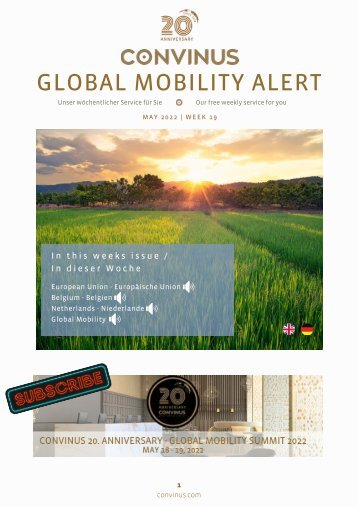 CONVINUS Global Mobility Alert Week 19.2022