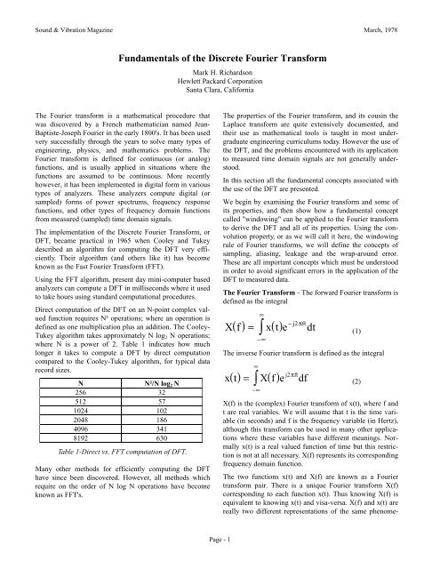 Fundamentals of the Discrete Fourier Transform