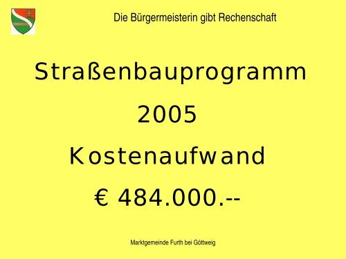 Die Bürgermeisterin gibt Rechenschaft - Furth bei Göttweig