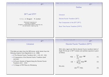 DFT and STFT Outline Literature Discrete Fourier Transform (DFT)