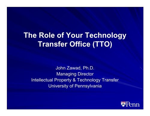 The Role of Your Technology Transfer Office (TTO) - World Events ...