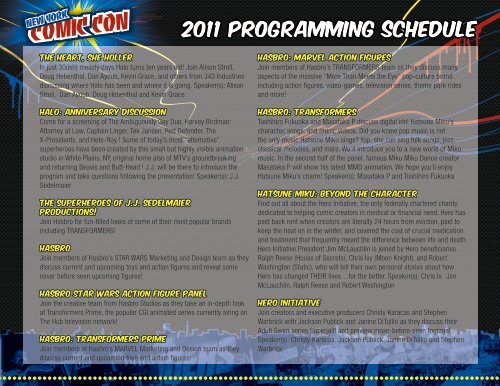 2011 programming schedule - New York Comic Con