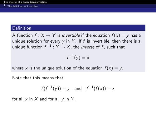 The Inverse Of A Linear Transformation