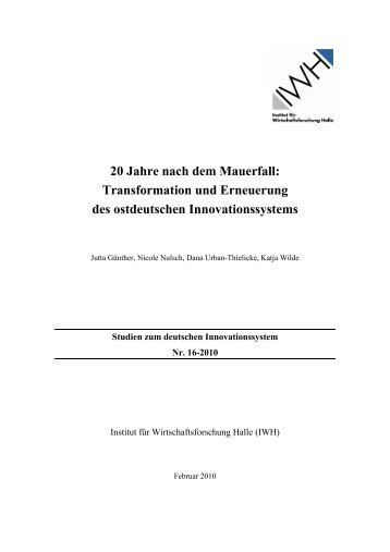 20 Jahre nach dem Mauerfall: Transformation und Erneuerung des ...