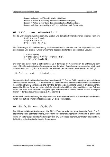 Transformation von Koordinaten und Höhen in der ... - AFIS-NRW