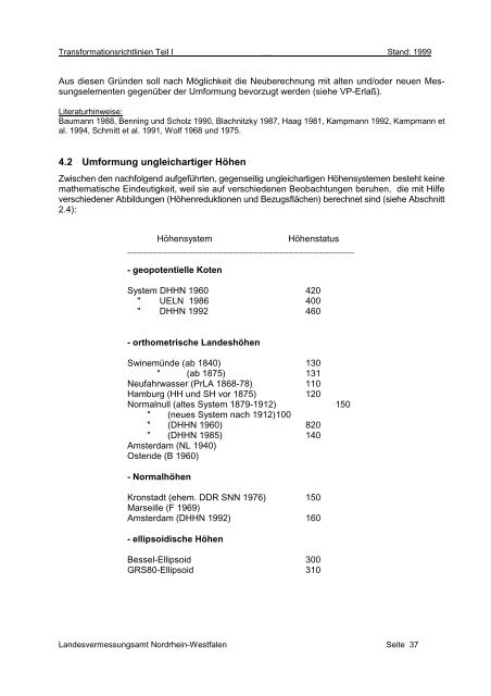 Transformation von Koordinaten und Höhen in der ... - AFIS-NRW