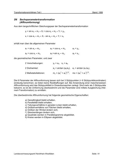 Transformation von Koordinaten und Höhen in der ... - AFIS-NRW