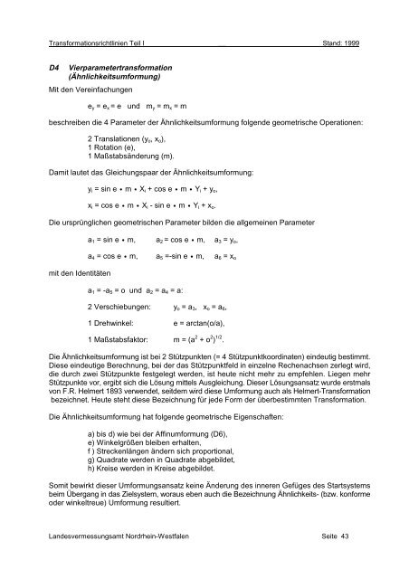 Transformation von Koordinaten und Höhen in der ... - AFIS-NRW