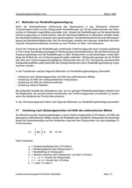 Transformation von Koordinaten und Höhen in der ... - AFIS-NRW
