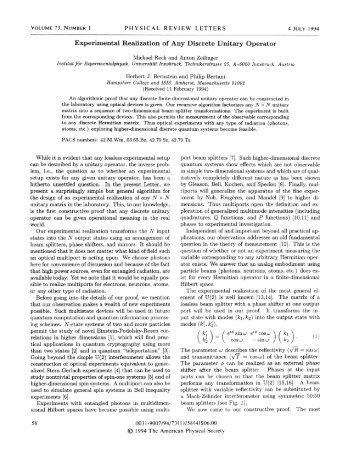 Experimental Realization of Any Discrete Unitary Operator - 5 ...