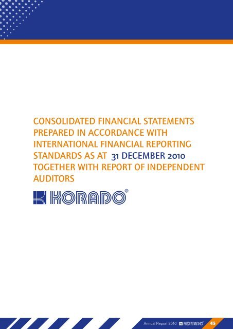 ANNUAL REPORT - KORADO, as