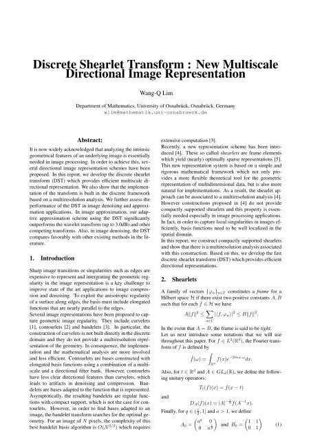 Discrete Shearlet Transform : New Multiscale Directional Image ...