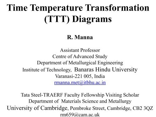 Time Temperature Transformation (TTT) Diagrams - Department of ...