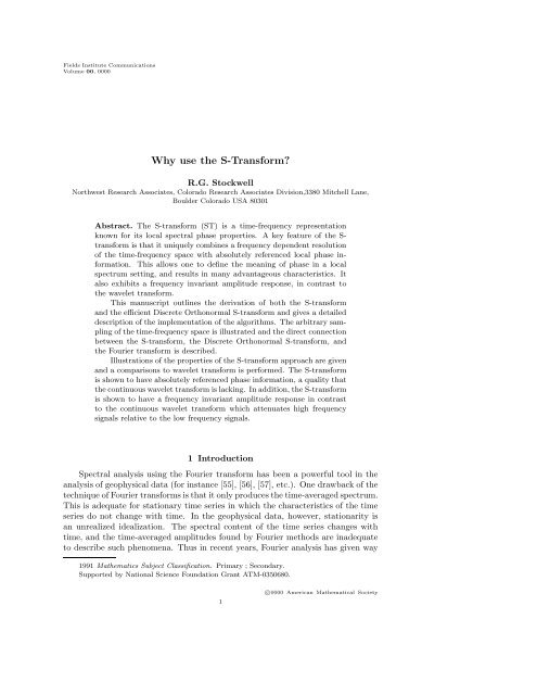 Stockwell Why Use The S Transform Pdf Bitbucket