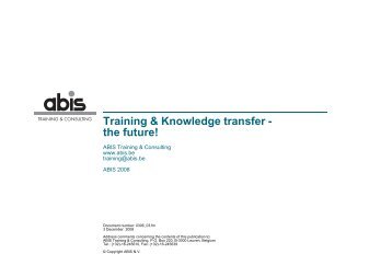 Training & Knowledge transfer - ABIS Training & Consulting