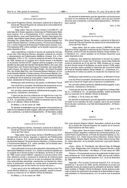 bizkaiko aldizkari ofiziala boletin oficial de bizkaia - Arrieta