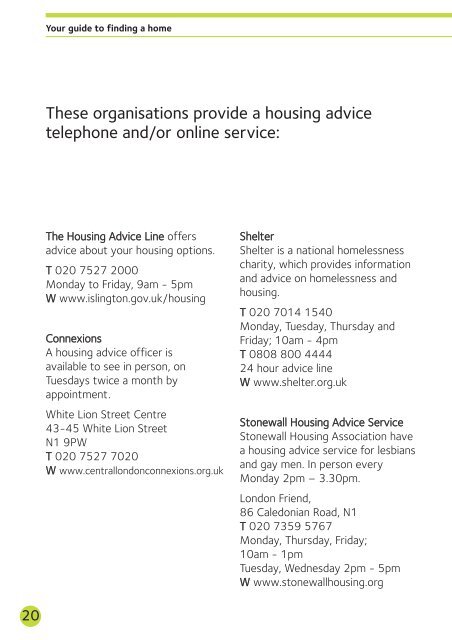 Your Guide To Finding A Home - Islington Council