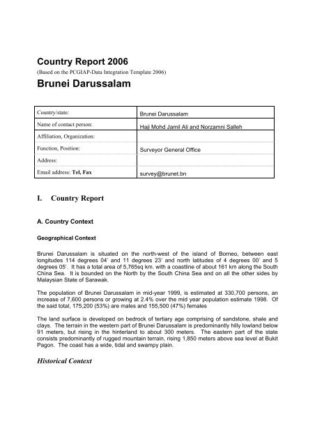 Brunei Darussalam - Centre for Spatial Data Infrastructures and ...