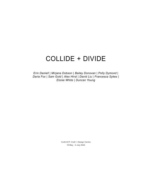 COLLIDE+DIVIDE Catalouge