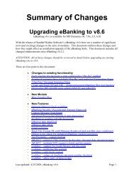 Summary of Changes Upgrading eBanking to v8.6 - Sandler*Kahne ...