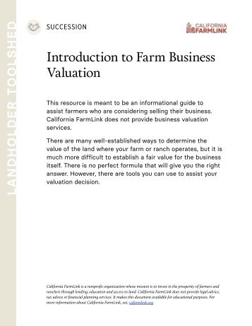 Introduction to Farm Business Valuation