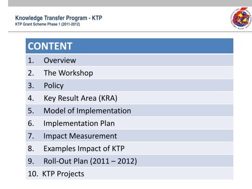 Knowledge Transfer Program - KTP - UTM