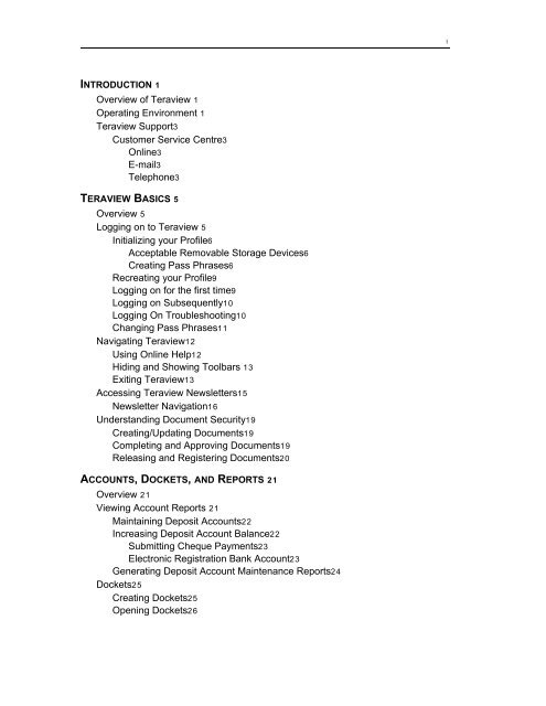 Teraview Guide Teraview Reference Guide - Teranet eXpress