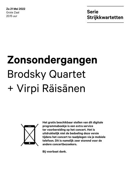 2022 05 21 Zonsondergangen - Brodsky Quartet + Virpi Räisänen