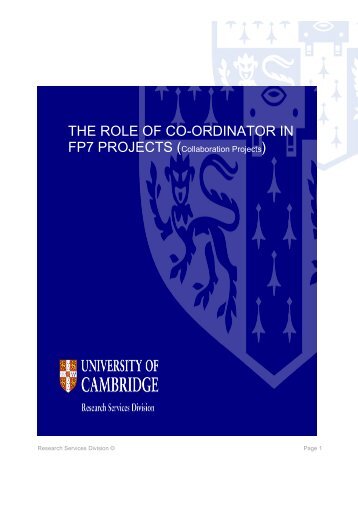 FP7 Coordinator Guide - the University Offices - University of ...