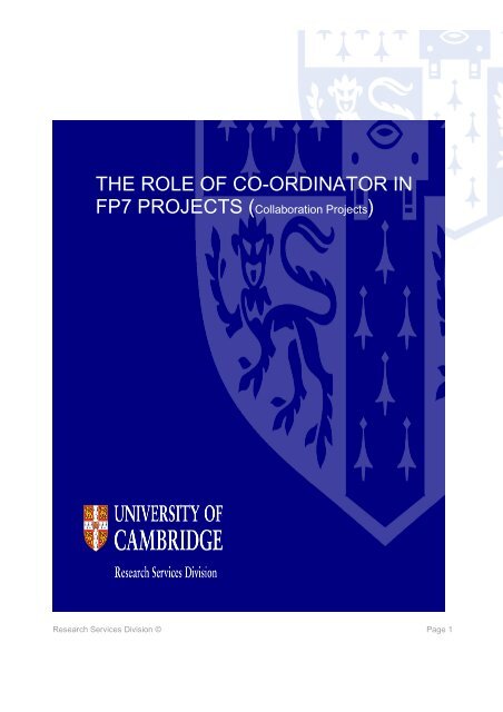 FP7 Coordinator Guide - the University Offices - University of ...