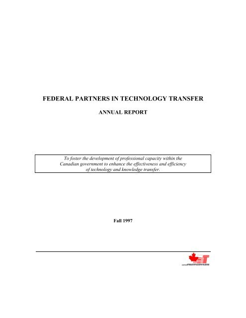 FEDERAL PARTNERS IN TECHNOLOGY TRANSFER