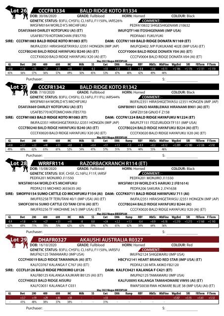 BALD RIDGE WAGYU 2022 Production Sale