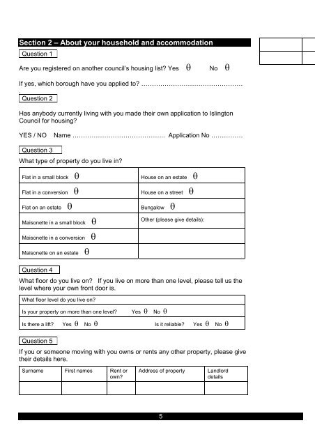 TRANSFER APPLICATION FORM - Islington Council