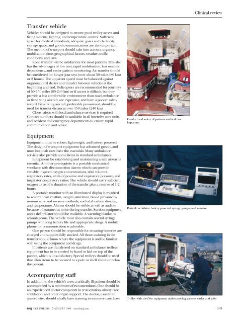 ABC of intensive care Transport of critically ill patients