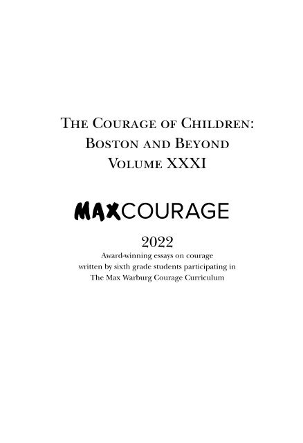 The Courage of Children: Boston and Beyond XXXI